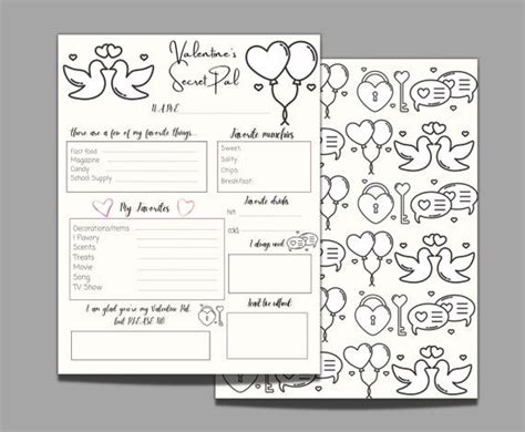 Valentine S Day Secret Pal Questionnaire Printable Gift Exchange Wish