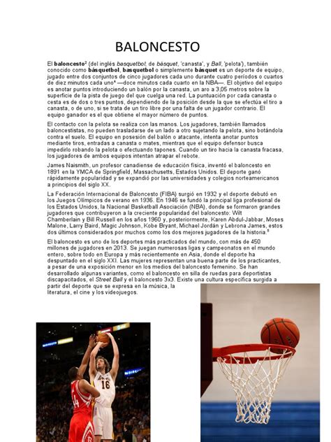 Historia Y Evolución Del Baloncesto Como Deporte Global Pdf