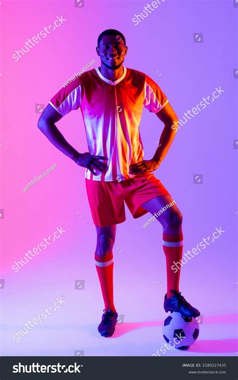 Portrait Happy African American Male Soccer Stock Photo 2180227435 ...