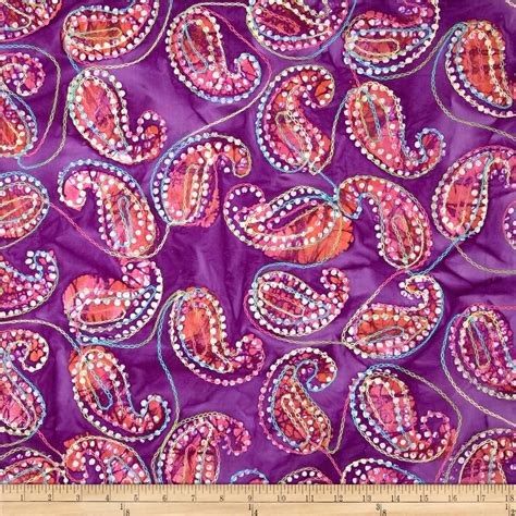 Embroidered Indian Batiks Paisley Purple