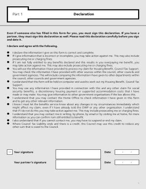 Fillable Online Application Form For Housing Benefit Including Local