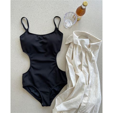 One Piece Swimwear Solid Backless Bikini Shopee Malaysia
