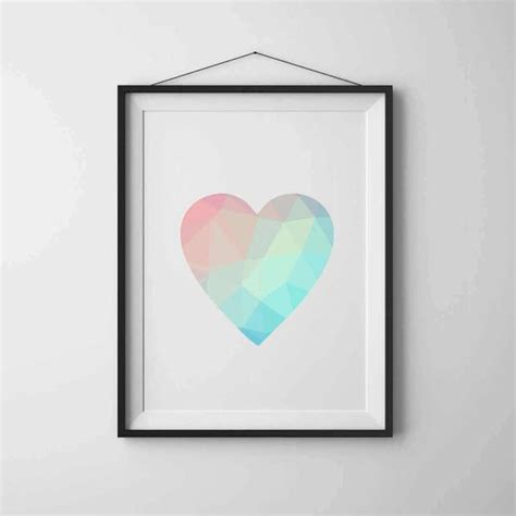 Geometric Heart Geometric Print Art Heart Print Printable Wall Etsy