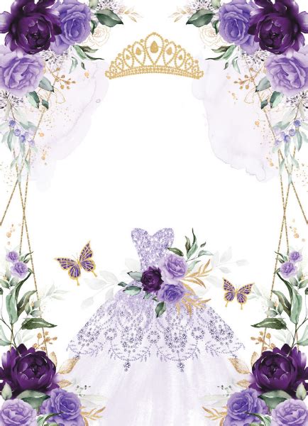 Invitación Moda Quinceañera Princesa Vestido Morado Floral In 2023 Unique Wedding