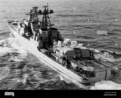 An Aerial Port Quarter View Of A Soviet Udaloy Class Guided Missile