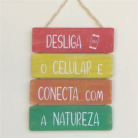 Jogo De 4 Placas Setas Desligue O Celular Conecte C Naturez