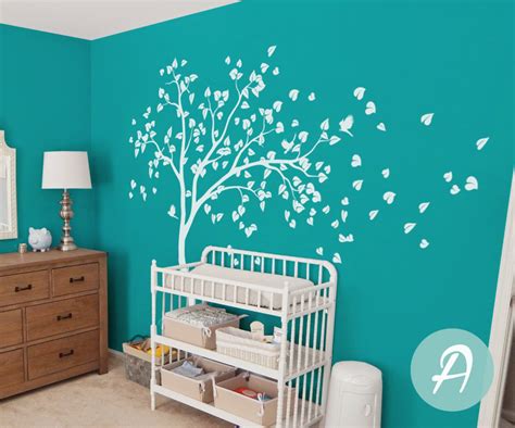 Large White Tree Wall Sticker White Tree Decal Wall Mural Etsy