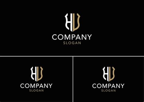 Premium Vector Modern Monogram Initial Letter Hu Logo Design Template