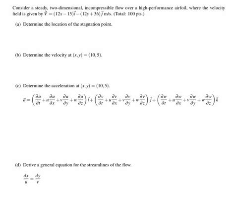 Solved Consider A Steady Two Dimensional Incompressible Chegg