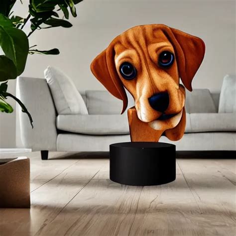 A Large Lamp Shaped As A D Beagle Puppy Head Placed Stable