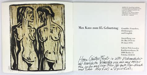 Max Kaus Zum Geburtstag Gem Lde Gouachen Zeichnungen Und Graphik