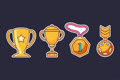 Trophy And Winning Cup Sticker Icons Graphic By Deemka Studio