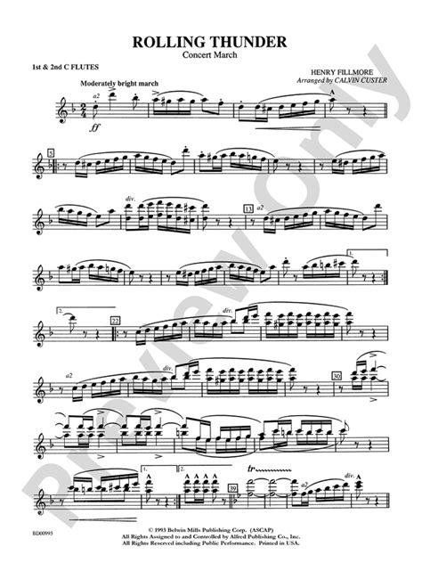 Rolling Thunder Concert March 1st And 2nd Flute 1st And 2nd Flute Part