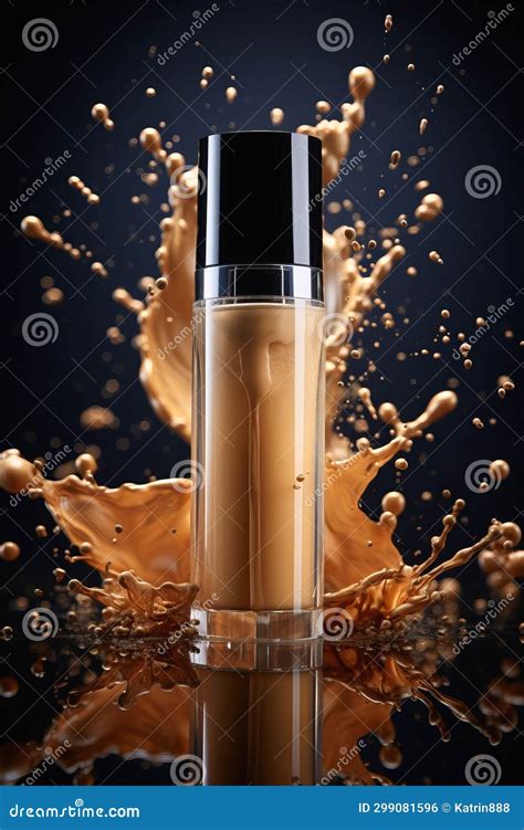 Liquid Makeup Foundation Bottle With Elegant Cosmetic Cream Splash Stock Photo | CartoonDealer ...