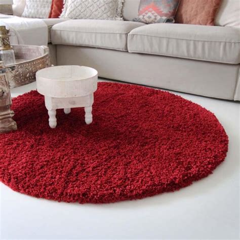 Hoogpolig Rond Vloerkleed Shaggy Royal Cm Hoogte Cm Rond Rood