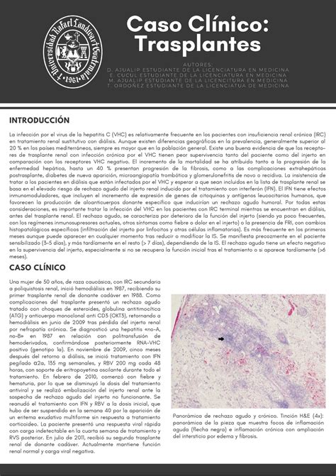 Caso Cl Nico Trasplantes Inmunolog A Ii Caso Cl Nico Trasplantes A