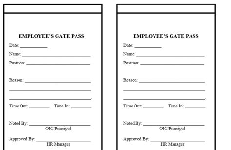 Sample Employees Gate Pass Pdf