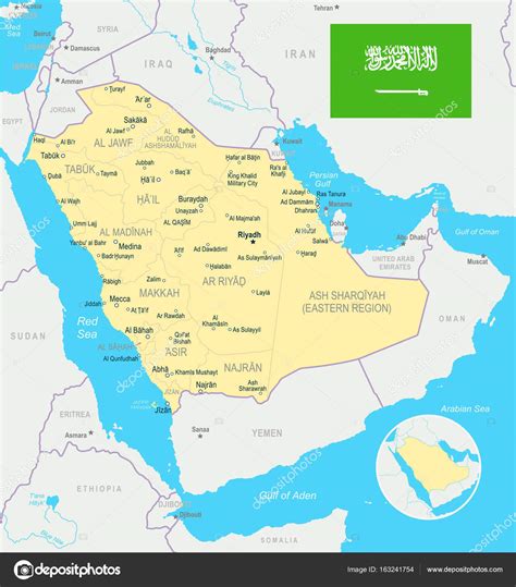 Saudi Arabia Map With Flag