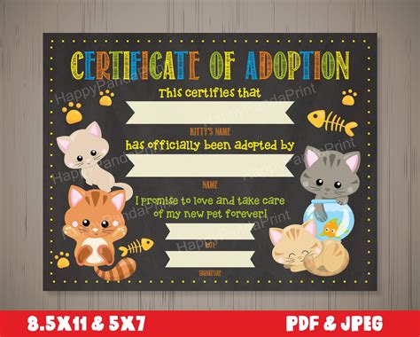 KITTY Adoption Certificate Cat Adoption Certficate Pet | Etsy