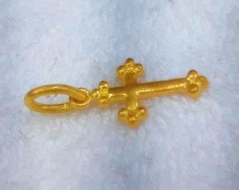 K Solid Gold Tau Cross Pendant Catholic Medal By Esther Lee Etsy