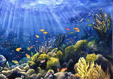 Under The Sea By JoaRosa Sea Art Painting Sea Artwork