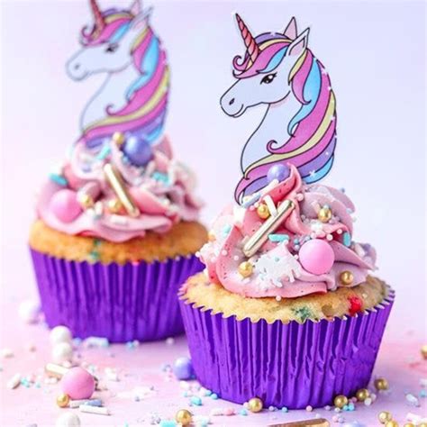 Unicorn Edible Cupcake Toppers Cupcake Decorations Rainbow Etsy