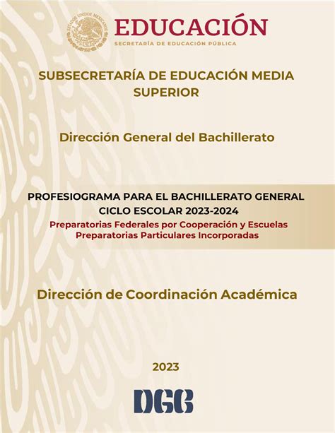 Profesiograma Del Bachillerato General Ciclo Escolar 2023 2024 Para