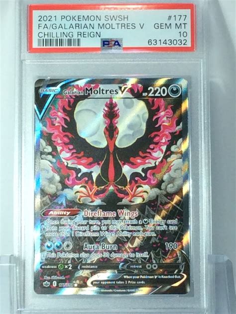 Psa Gem Mint Galarian Moltres V Alternate Art Chilling Reign