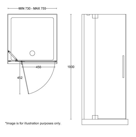 1 X Left Handed 760 Frameless Hinged Glass Shower Door Hdl7608