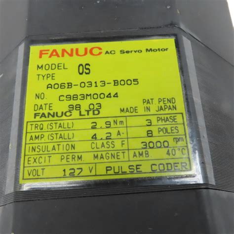 Fanuc A B B V Ph Pole Rpm Ac Servo Motor Pulse Coder