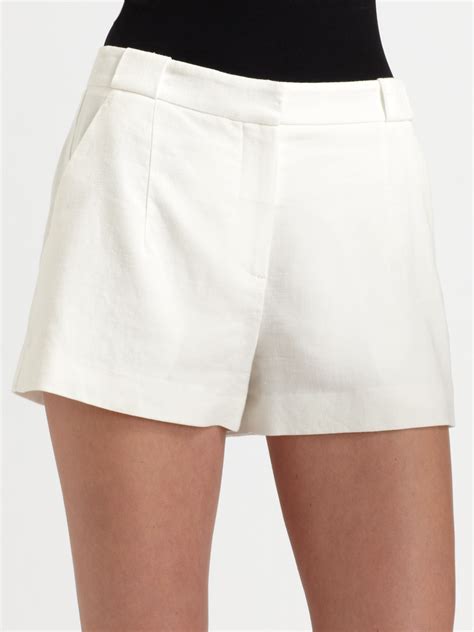 Theory White Linen Shorts In Ivory Natural Lyst