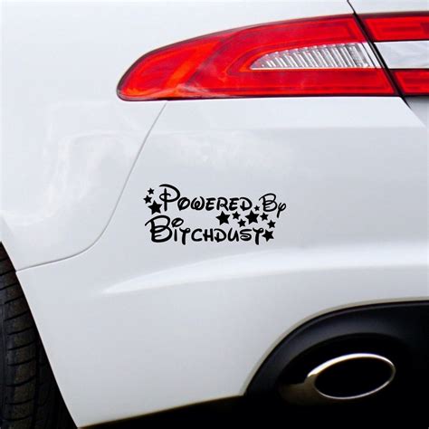 Powered By Bitchdust Car Sticker Funny Window Bumper Vinyl Decal Etsy Uk