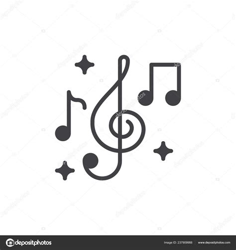 Clave Triple Vector Icono Notas Musicales Signo Plano Lleno Pictograma