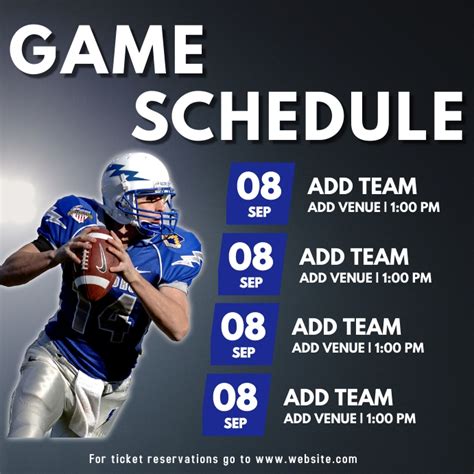 Football Schedule Instagram Template Postermywall