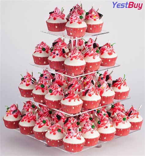 Yestbuy Tier Maypole Square Wedding Party Tree Tower Acrylic Cupcake