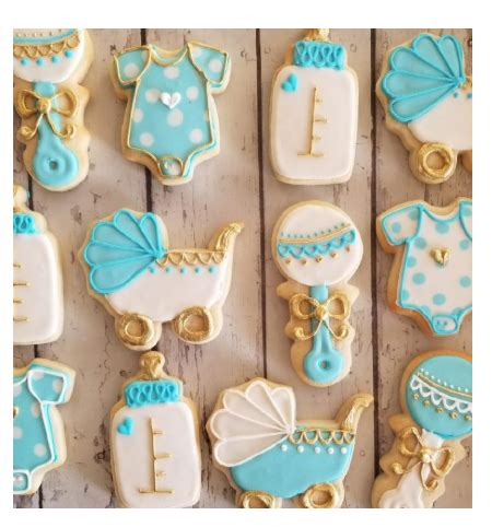 Baby Blue And Gold Baby Cookies Hayley Cakes And Cookies Baby