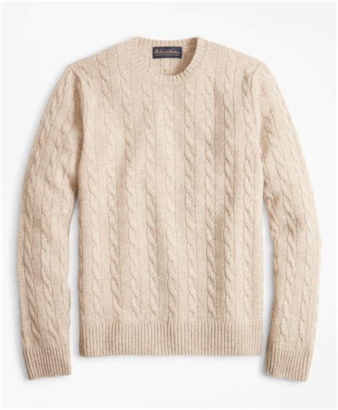 Lyst Brooks Brothers Cable Knit Crewneck Cashmere Sweater In Natural