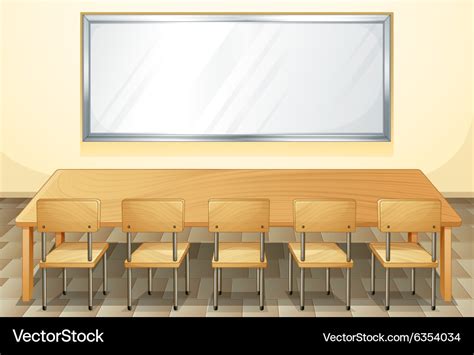 Classroom with whiteboard and chairs Royalty Free Vector