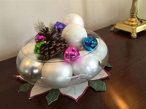 Christmas Centerpiece Made With Left Over Christmas Balls And Fun Colored Jingle Bells Christmas