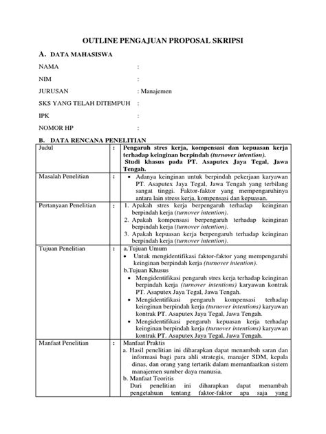 Contoh Outline Pengajuan Proposal Skripsi Fenomena Gap Pdf