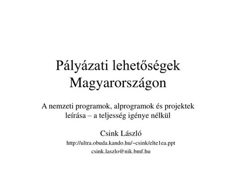 PPT Pályázati lehetőségek Magyarországon PowerPoint Presentation ID