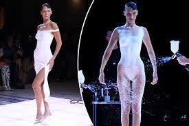 Bella Hadid Gets White Dress Spray-Painted on Her Mid-Show During Paris ...