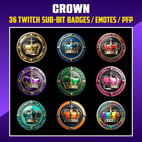 Crown Twitch Sub Badges Sub Bit Badges For Streamers Kick Vtuber