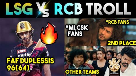 Lsg Vs Rcb Troll 🔥 Faf Duplessis 96 Kohli Ipl Trolls Telugu Ipl