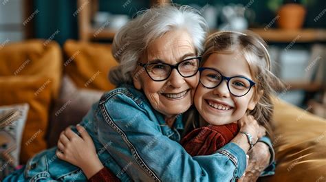 Premium Photo Affectionate Grandmother And Granddaughter Embracing