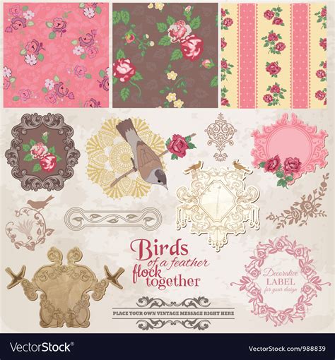 Scrapbook Design Elements Vintage Flowers Vector Image