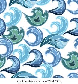 Abstract Blue Waves Seamless Pattern Stock Vector Royalty Free