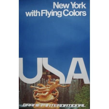 Braniff International Usa New York Vintage Travel Poster