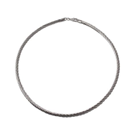 Spring Omega Rhodium Plated Sterling Silver Necklace Collar Strand