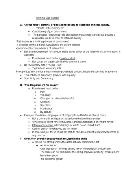 Criminal Law Outline Download Free Pdf Mens Rea Intention